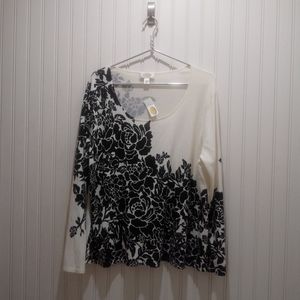 Talbots cotton blend floral pullover sweater, 3X